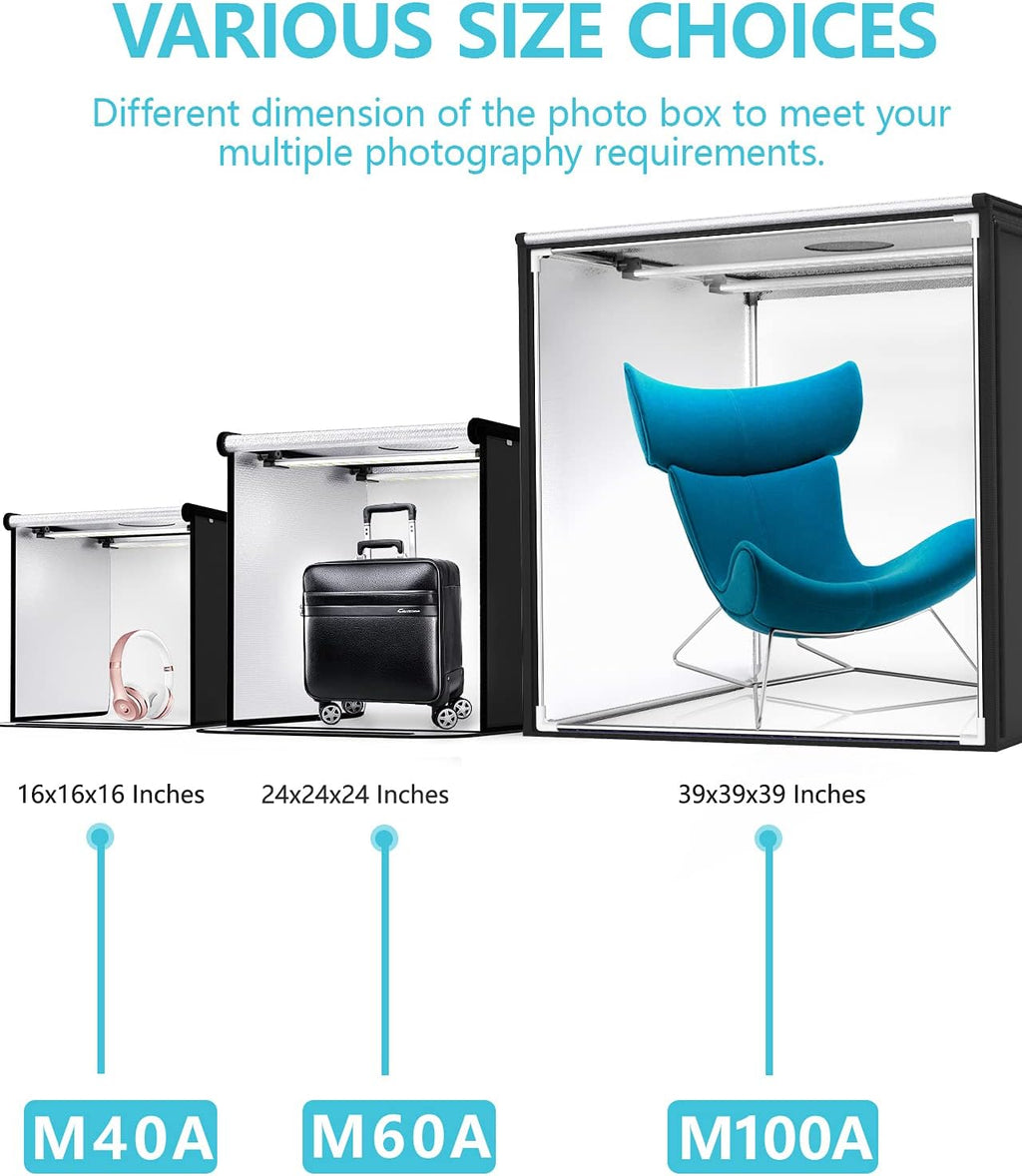 Bi-Color 2600K-8500K Dimmable Photo Light Box with 4 Color Backdrops V1995
