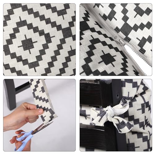 4 Pcs Outdoor Patio Chair Cushions with Back, 21.7 x 43.3 Inch Buffalo Plaid Black and White B77312