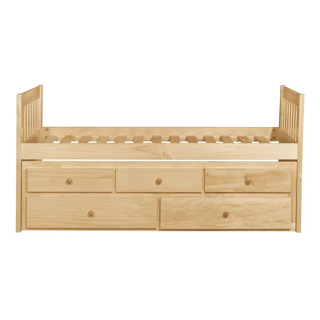 Natural Pine Wood Twin Trundle Bed F314532