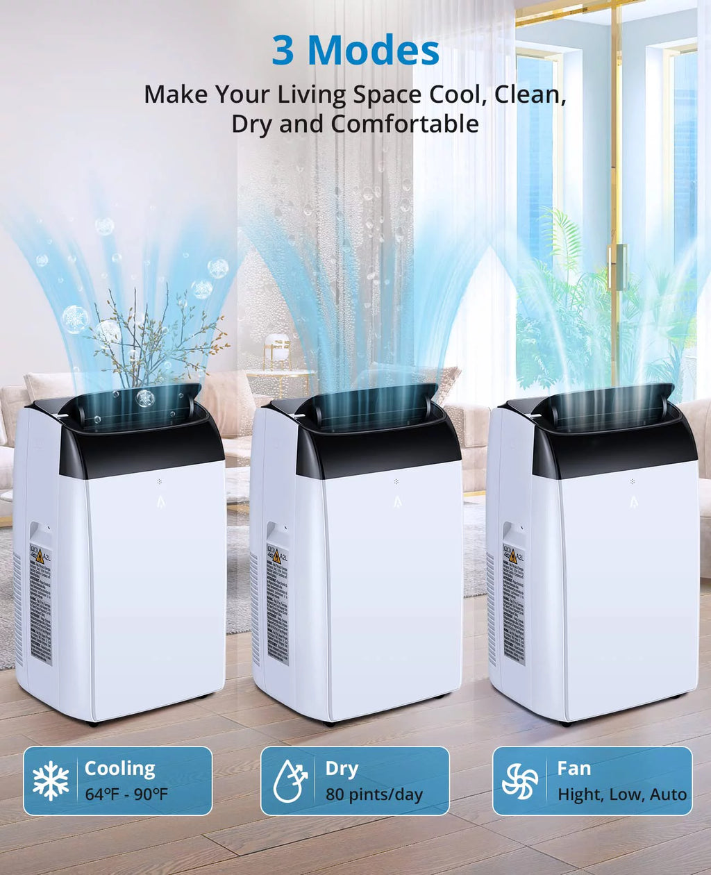 14,000 BTU 3-IN-1 Portable Air Conditioner with Remote Control T198