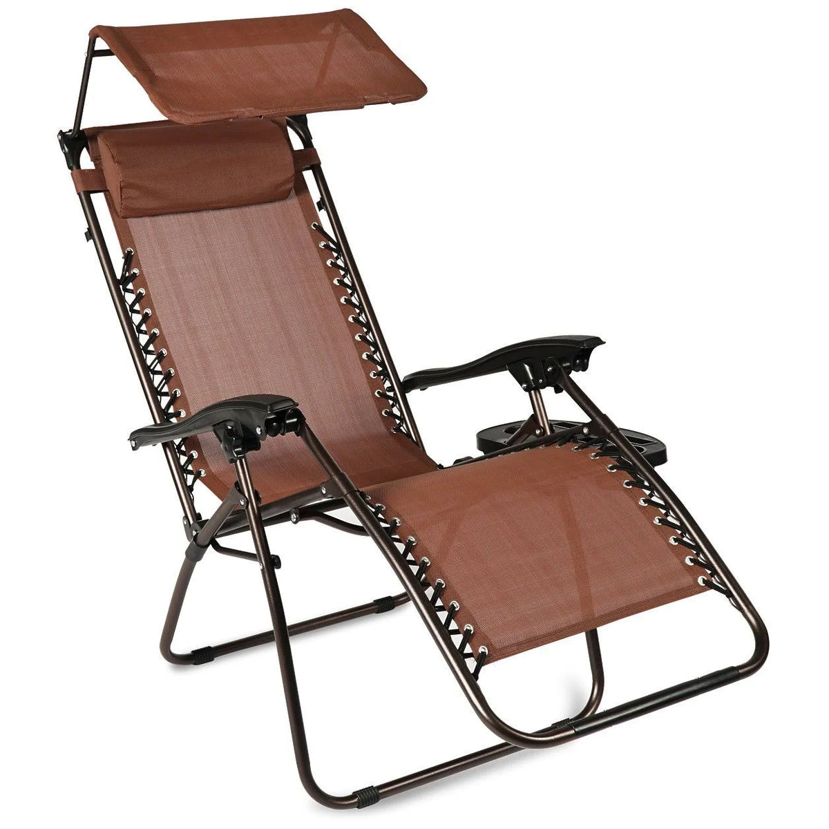 Zero Gravity Folding Chair with Canopy Brown B79785