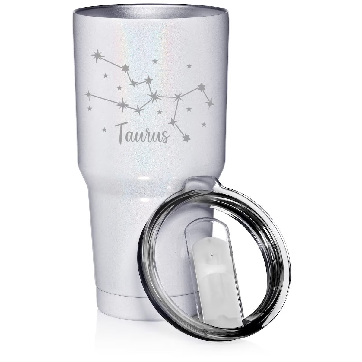 White Glitter 30 oz Stainless Steel Vacuum Insulated Tumbler Q820