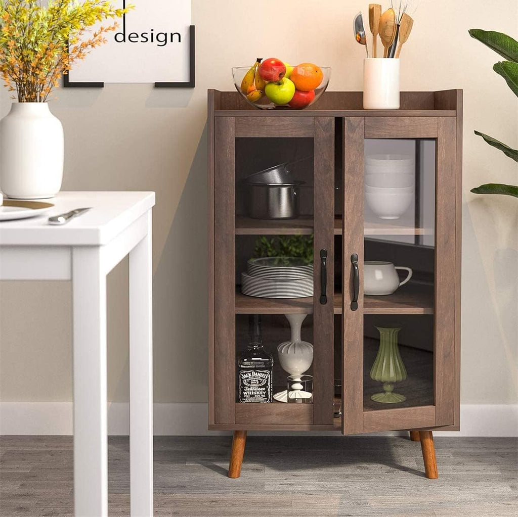 Kitchen Storage Sideboard Buffet Server Cabinet with 2-Door Adjustable Shelf and Open Shelf J9378