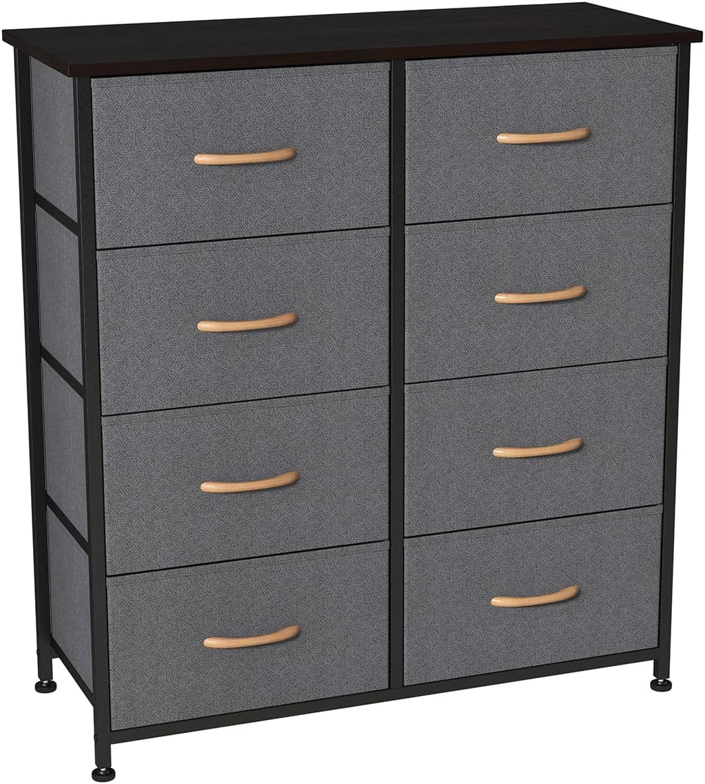 Charcoal Gray/Black 8 Drawer Fabric Dresser Y20114