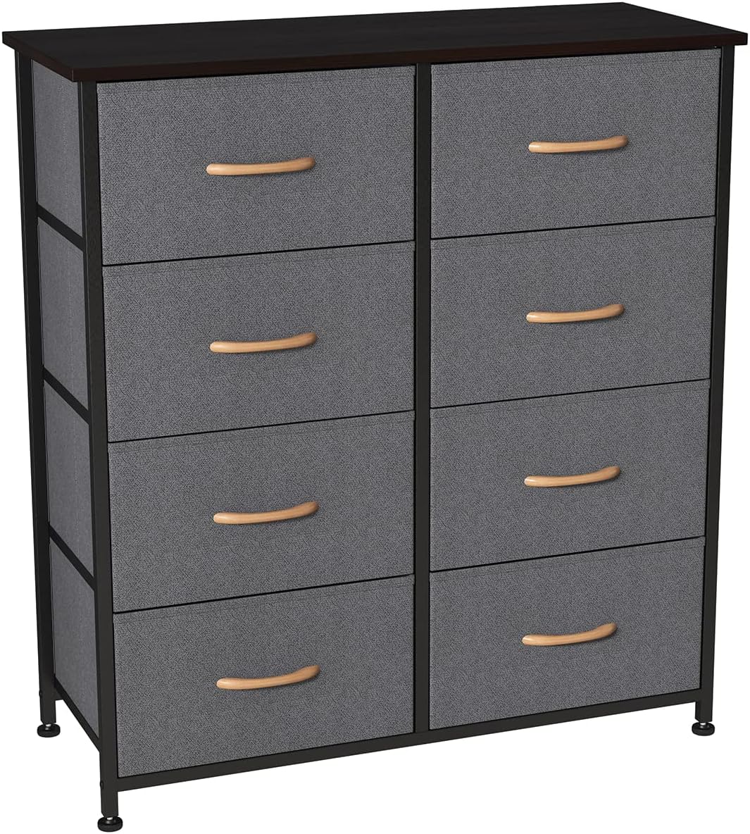 Charcoal Gray/Black 8 Drawer Fabric Dresser Y20114