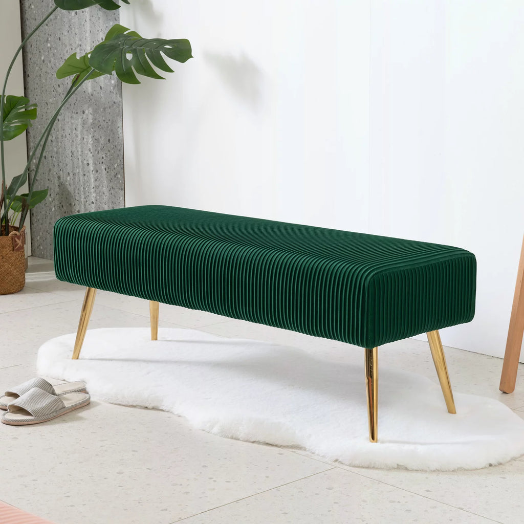 Velvet Upholstered Tufted Ottoman Bench N16393