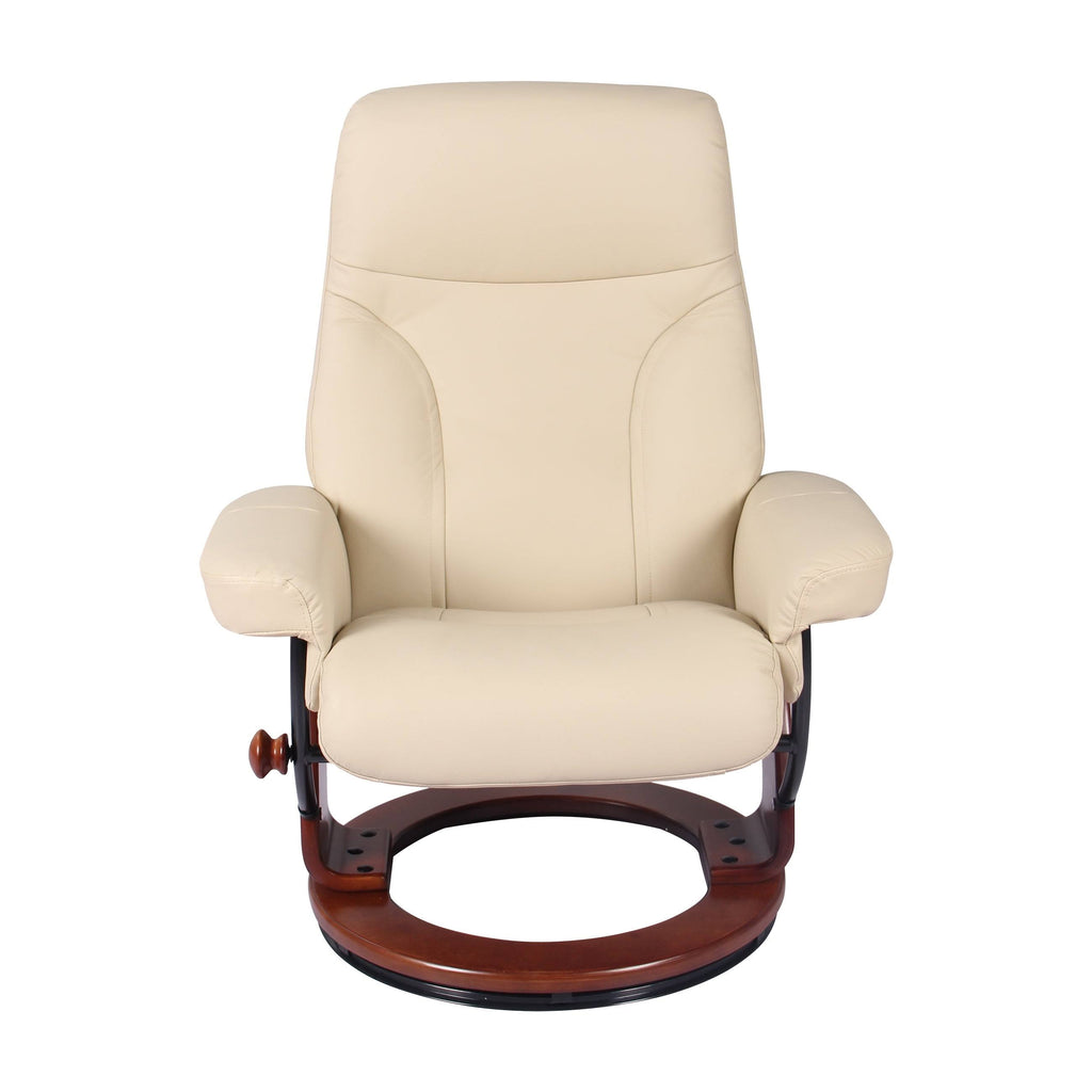 Taupe Leather Recliner and Ottoman X6581