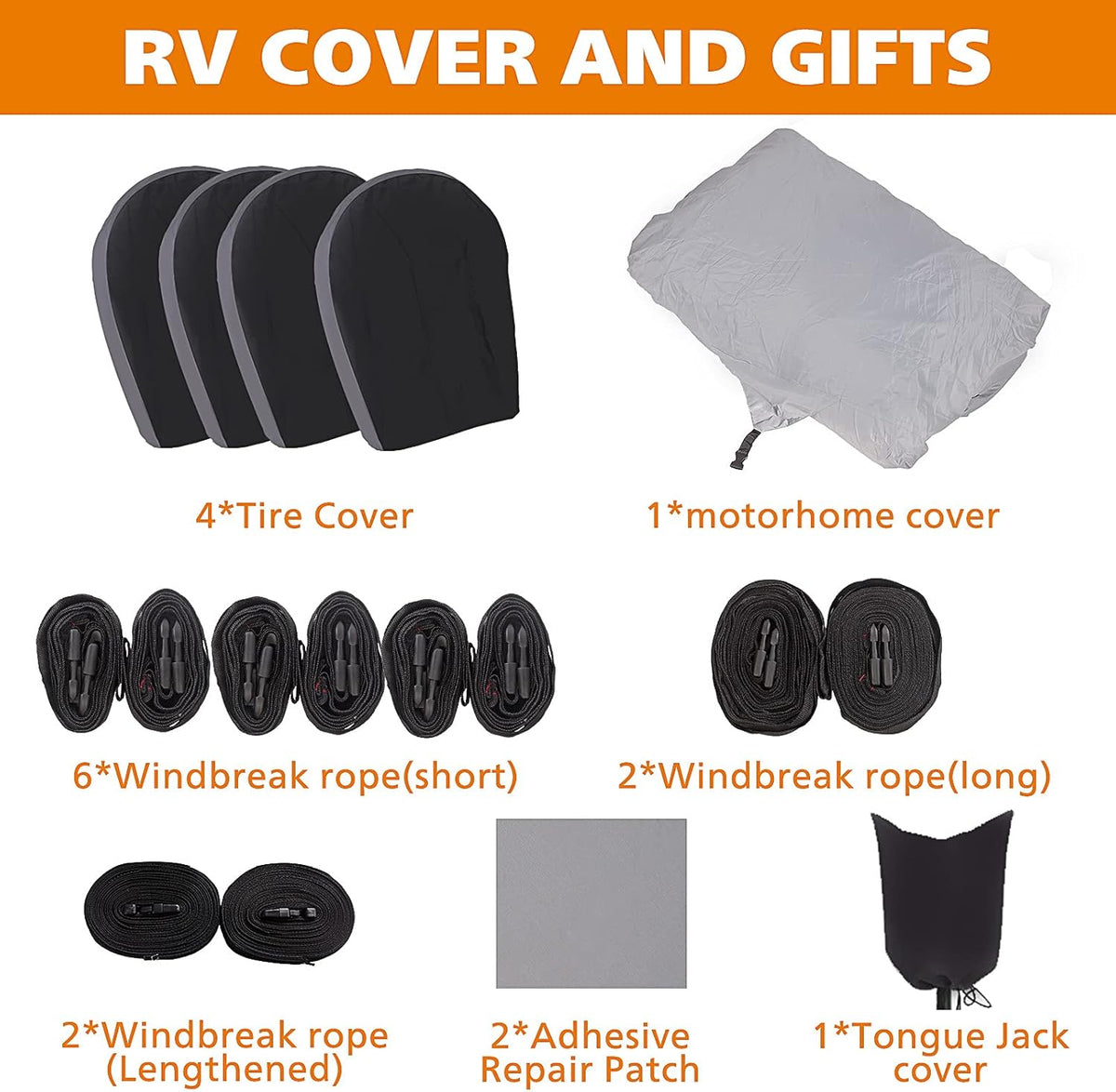 34'1 - 37' Breathable Waterproof RV Cover with Tire Covers Y39104