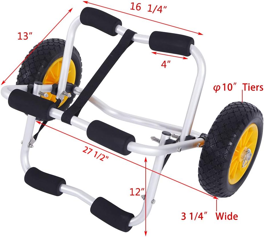 Silver Aluminum Alloy Canoeing Trailer Cart Pack of 2 I916690