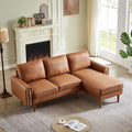 Brown Suede Fabric Convertible Sectional Sofa with Reversible Chaise K854