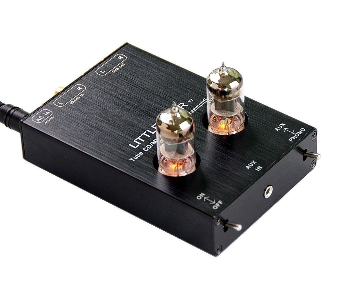 Mini Phono Stage RIAA mm Turntable Preamp & HiFi Tube Pre-Amplifier (Black) Q4053