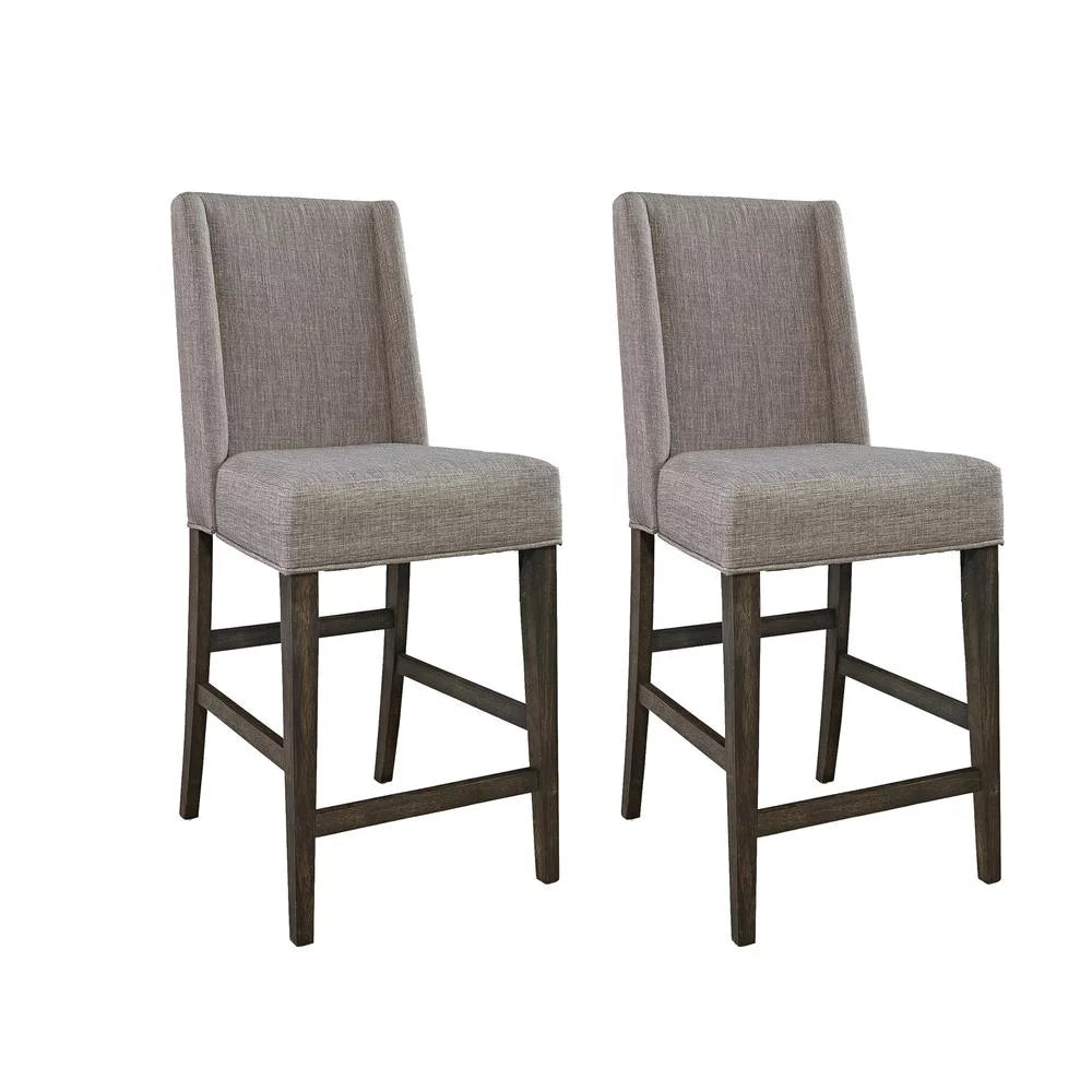 Upholstered Counter Chair Set of 2 Rustic Brown O6279