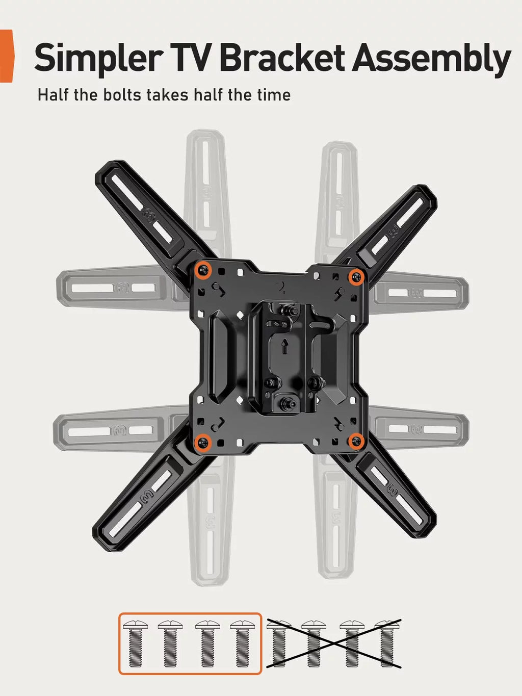 Full Motion TV Wall Mount for 26-60 inch LED LCD Flat Curved Screen TVs, Max 400x400mm, up to 82 lbs L73194