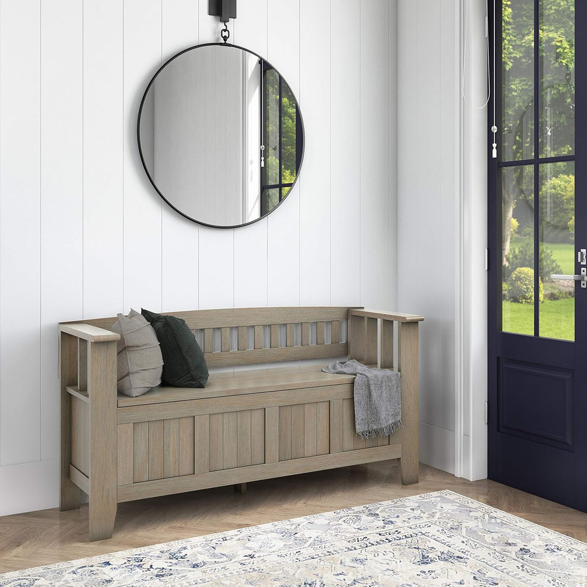 Solid Wood 48 inch Wide Entryway Storage Bench N31421