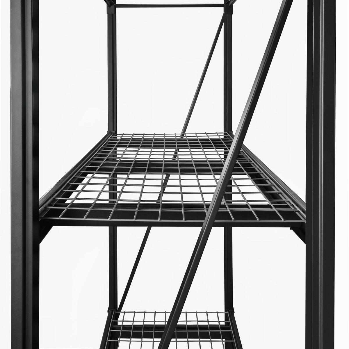 Black Steel 3-Tier Storage Shelf Unit 72-Inch-H x 77-Inch-W x 24-Inch-D I767