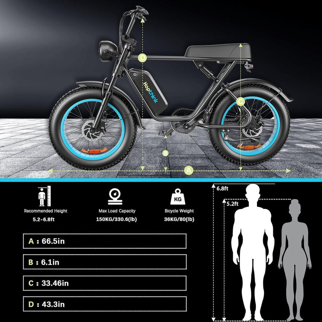 Blue 20" Fat Tire Dual Motor Electric Bike with Full Suspension & Hydraulic Disc Brake B3580