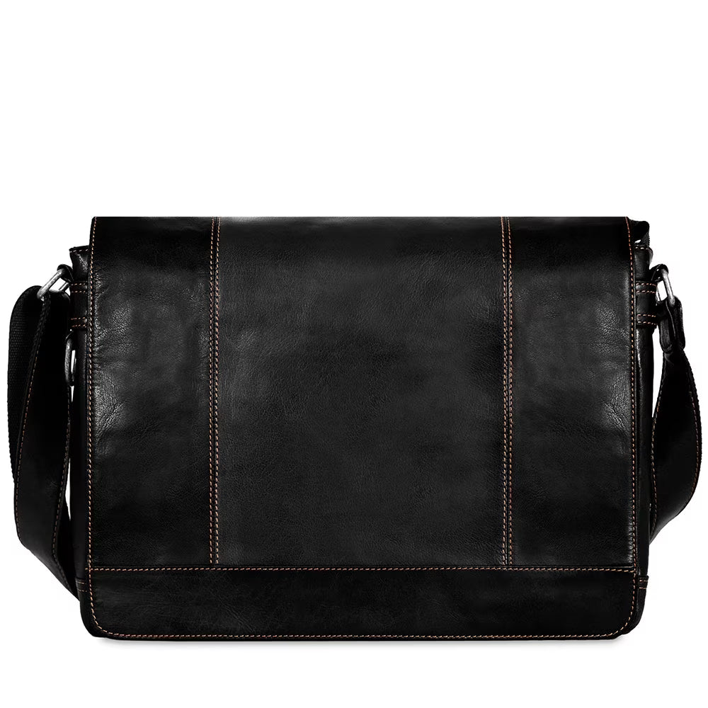 Black Buffalo Leather Messenger Bag L8658