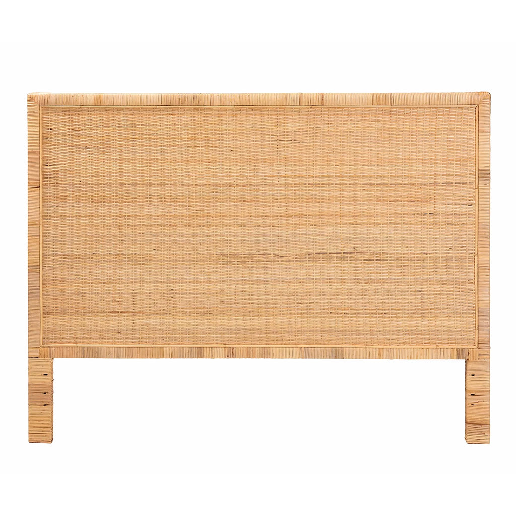 Natural Brown Rattan and Mahogany Wood King Size Headboard R975