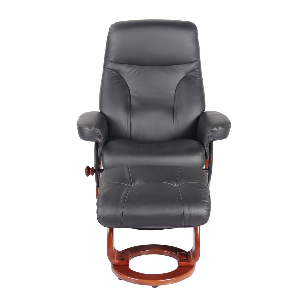 Taupe Leather Recliner and Ottoman X6581