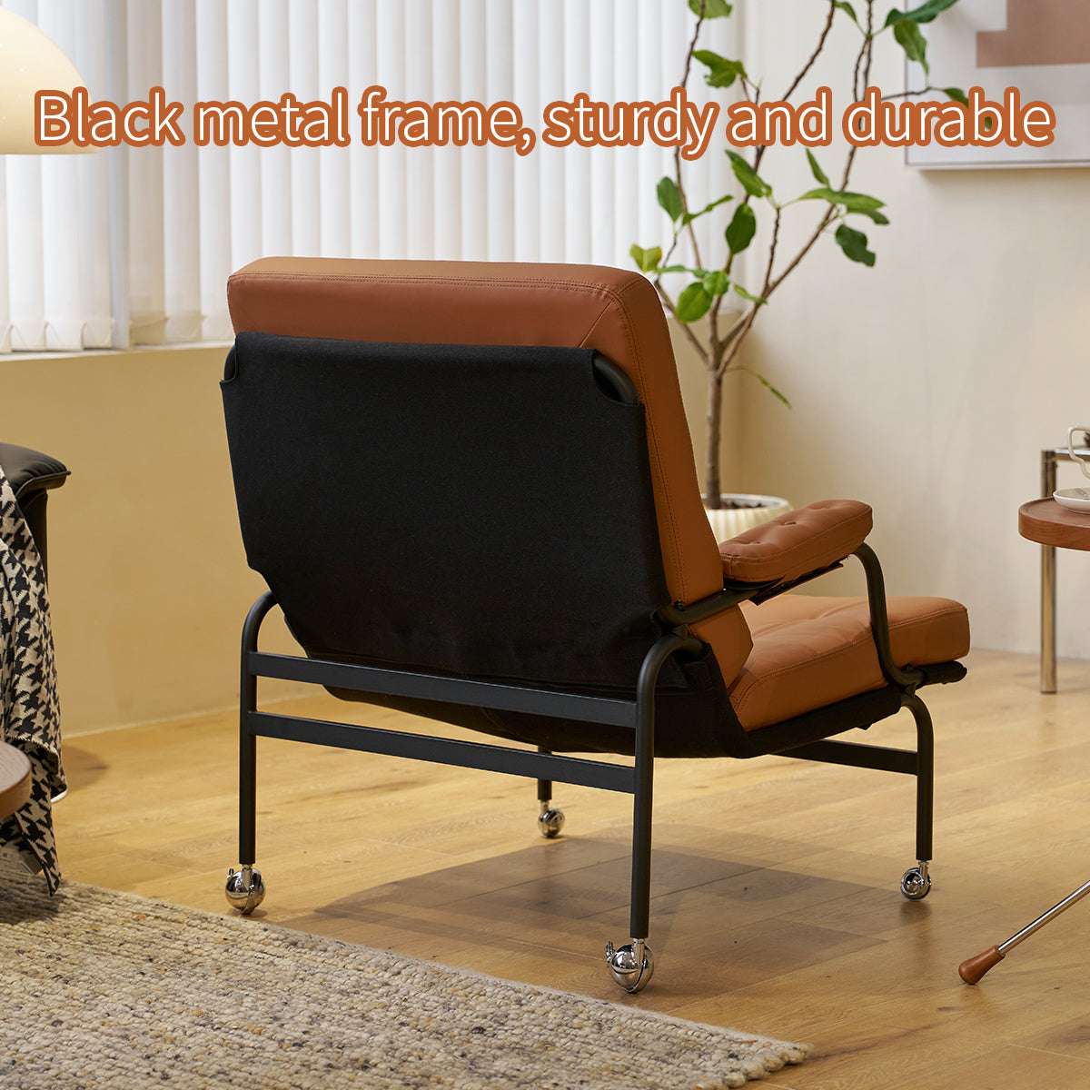 Bonded Leather High Back Accent Chair with Metal Legs U49724