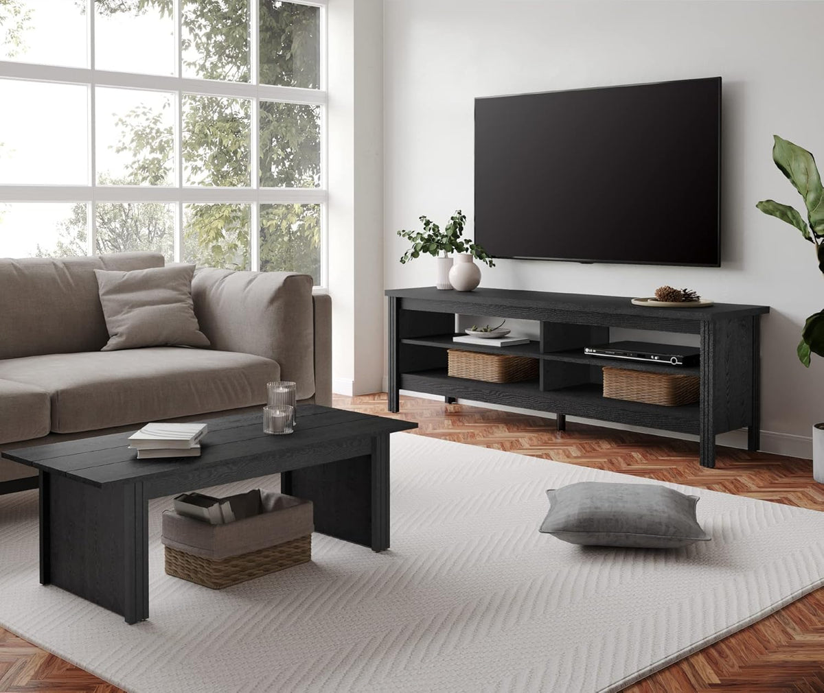 Black 70'' Electric Fireplace TV Stand with Storage B4326