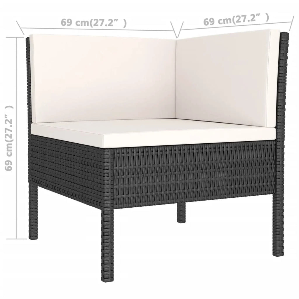9 Piece Poly Rattan Outdoor Sectional Sofa Set with Cushions W8858