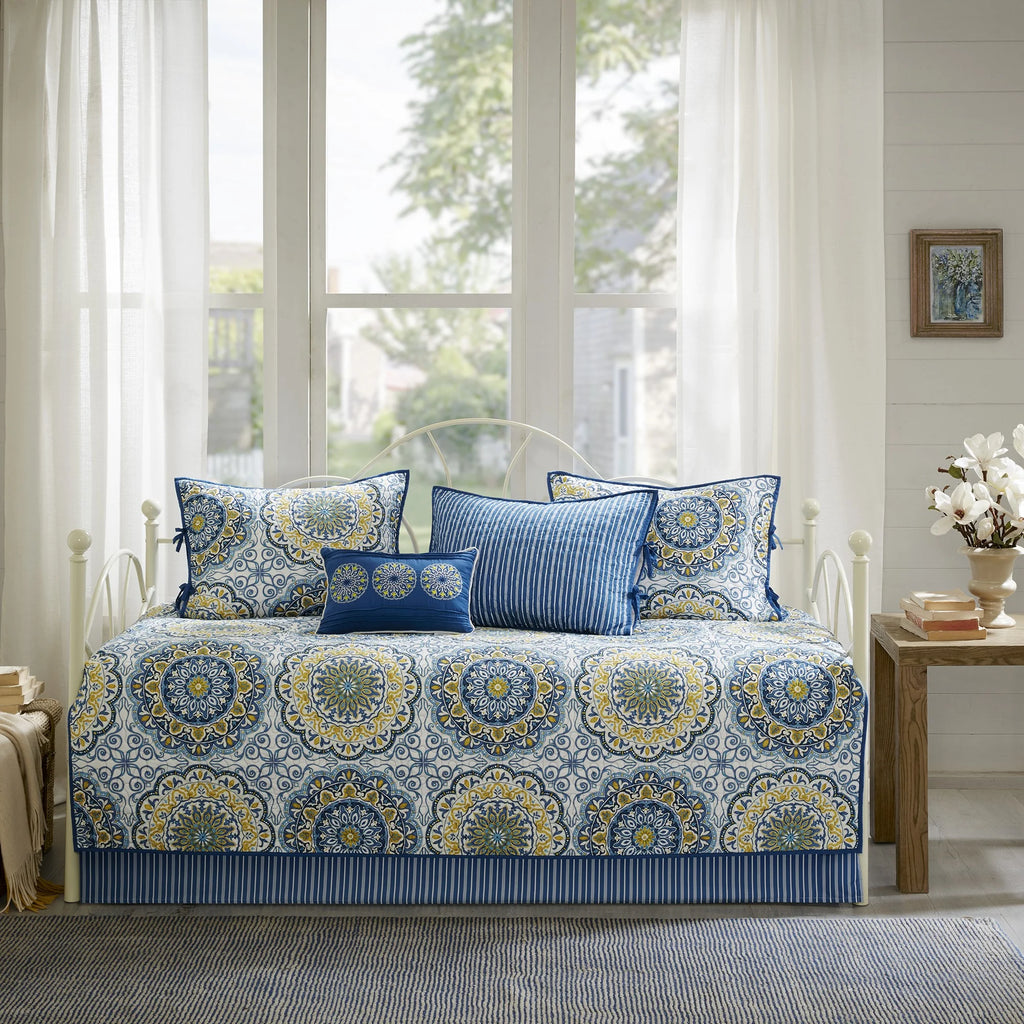Blue 6-Piece Reversible Daybed Cover Set N77442