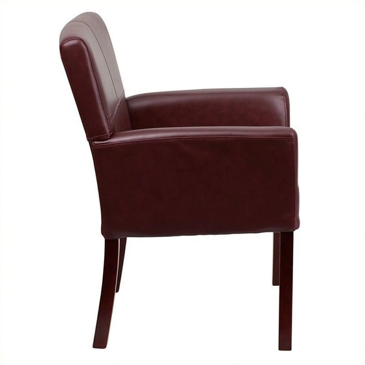 Leather Executive Guest Chair Burgundy Mahogany R8651