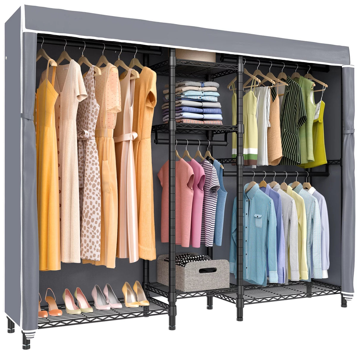 5 Tiers Heavy Duty Covered Wire Garment Rack T412258