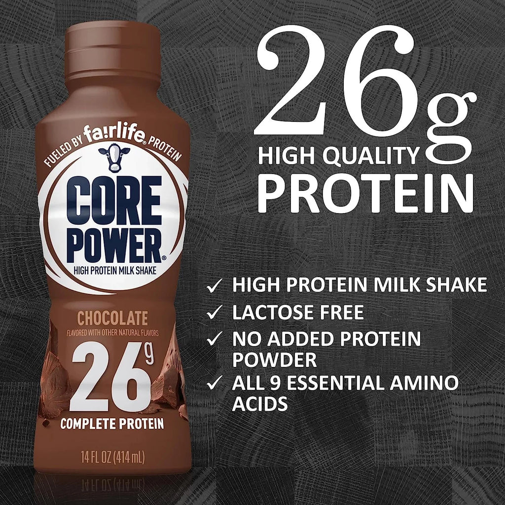 High Protein Shakes 26 Grams 14 Oz. Chocolate Vanilla Strawberry, 6 Pack F608530