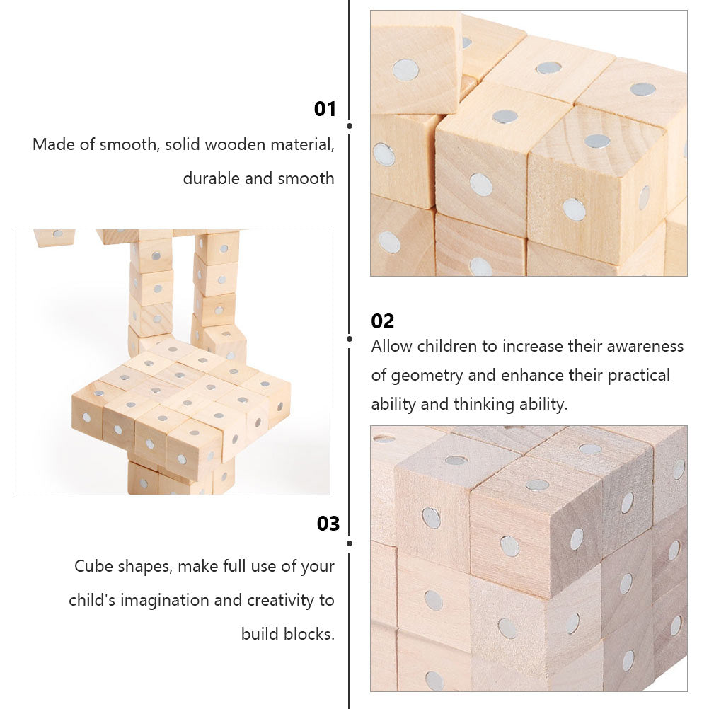 15 Pcs Magnetic Wooden Building Blocks E767495