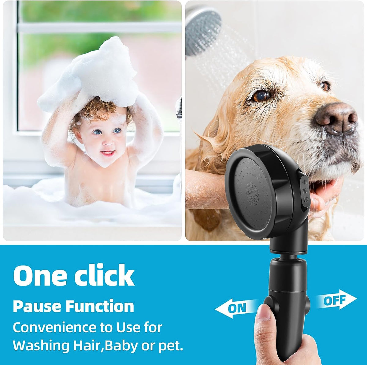 High Pressure 3-Settings Handheld Showerhead (Chrome) Q67393