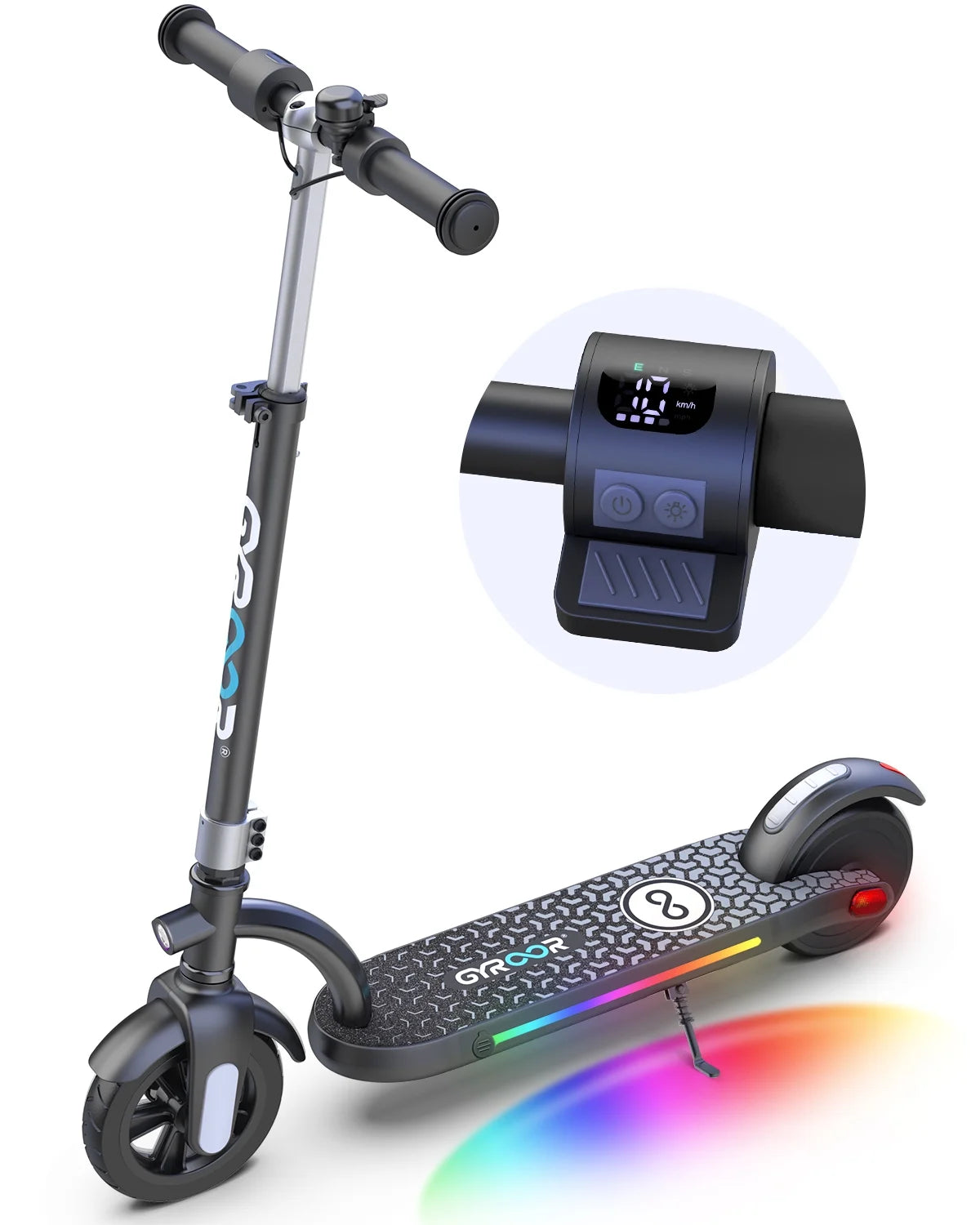 Kids Electric Scooter with 180 Motor & LED Display, Adjustable Speed and Height, 10 Mph I538624