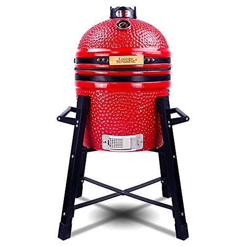 15" Ceramic Charcoal BBQ Grill and Smoker with Stainless Steel Grates V275733