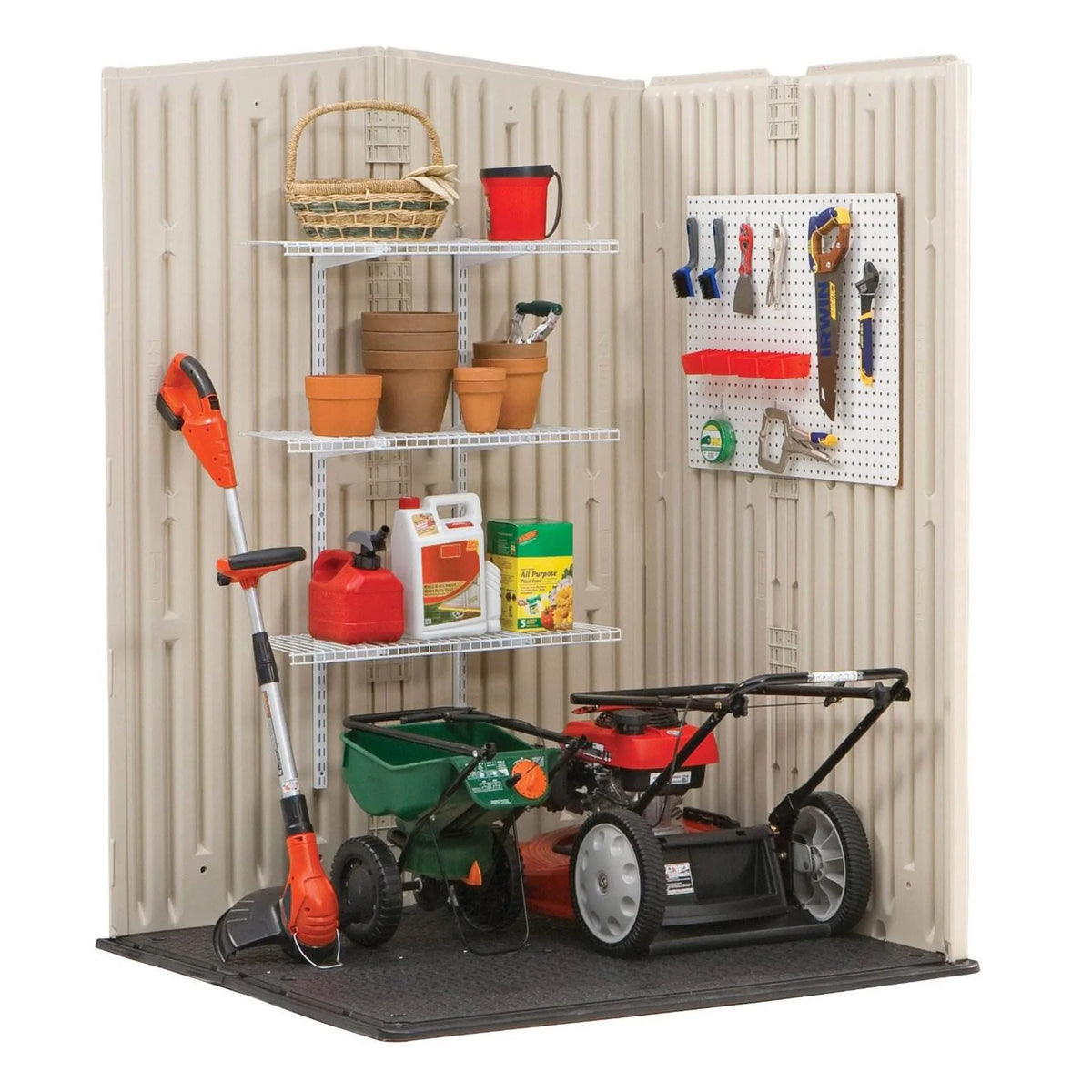 Medium Vertical Storage Shed, Resin, Beige, 72" H x 53.2" W x 57" L V7722