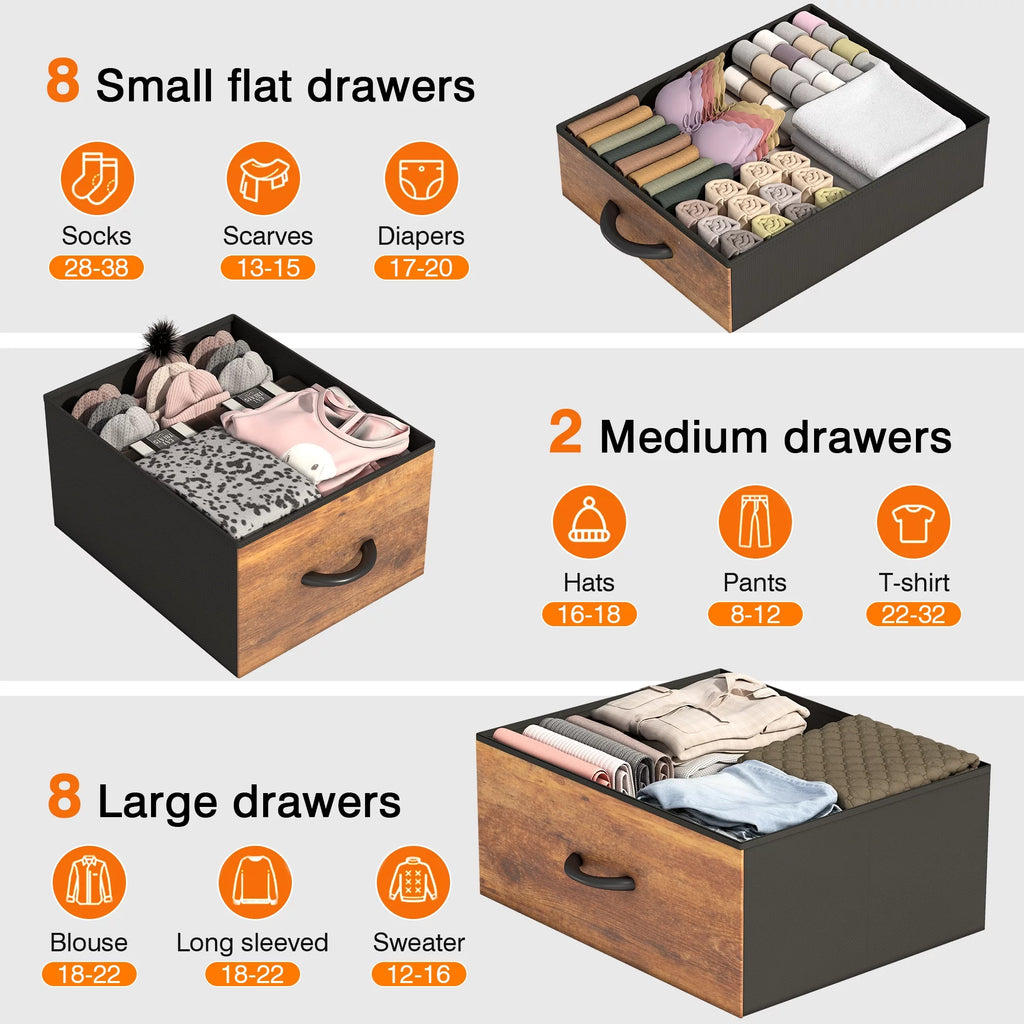Rustic Brown 18 Drawer Fabric Dresser H809651