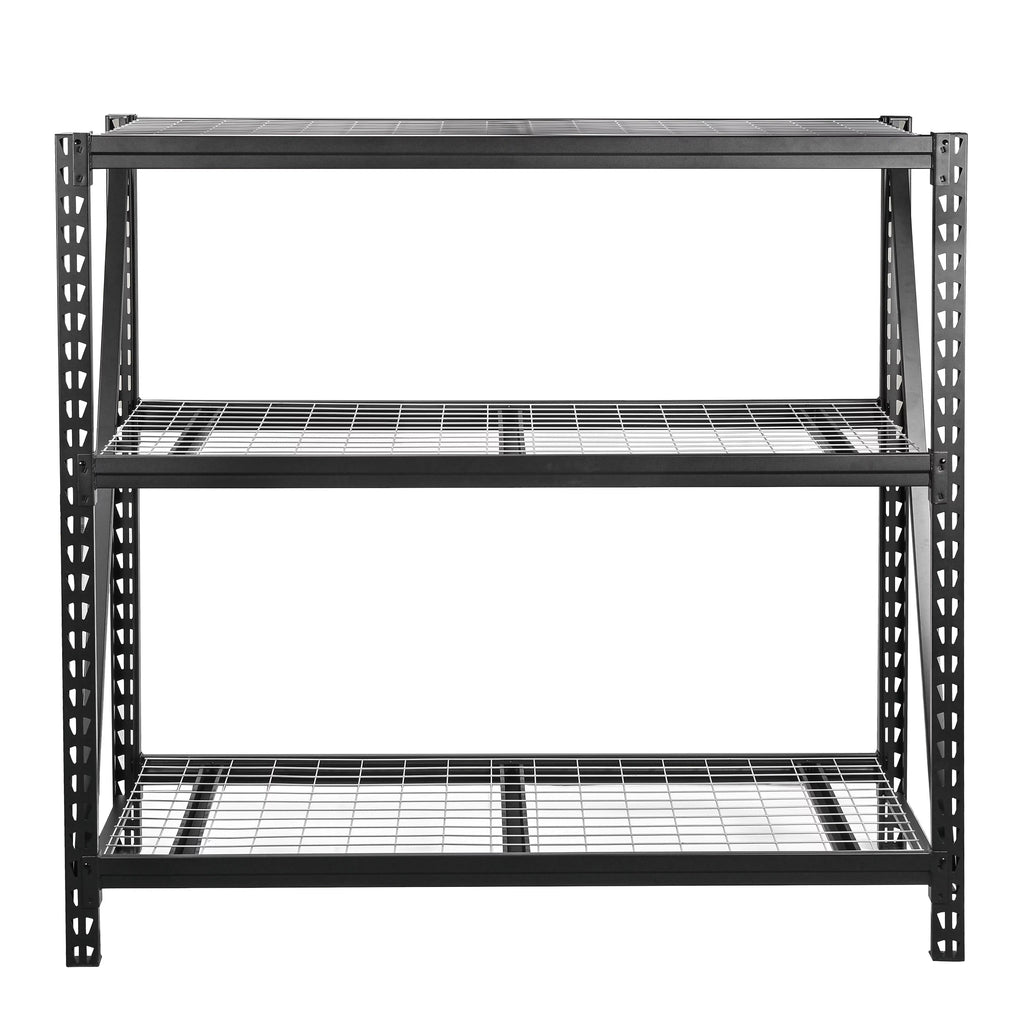 Black Steel 3-Tier Storage Shelf Unit 72-Inch-H x 77-Inch-W x 24-Inch-D I767