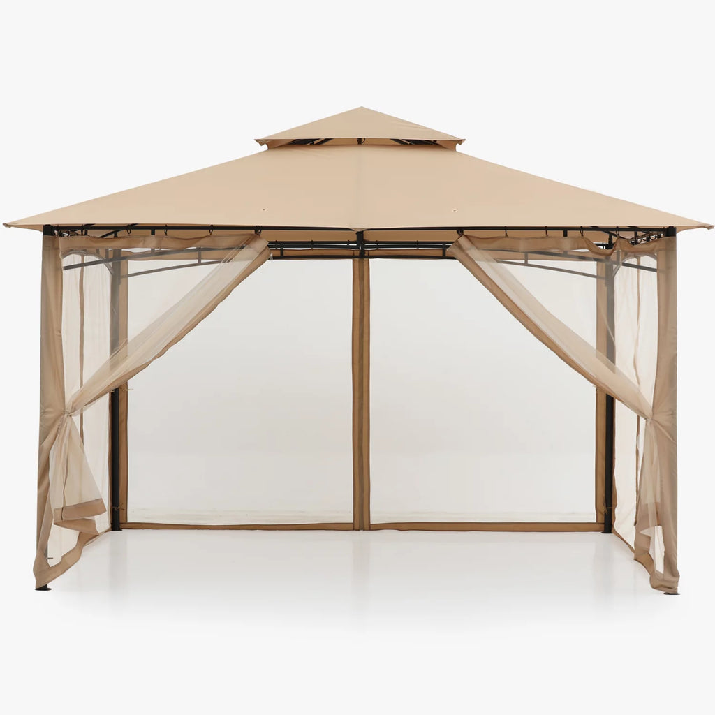 11'x11' Khaki Patio Gazebo with Mosquito Netting R82369