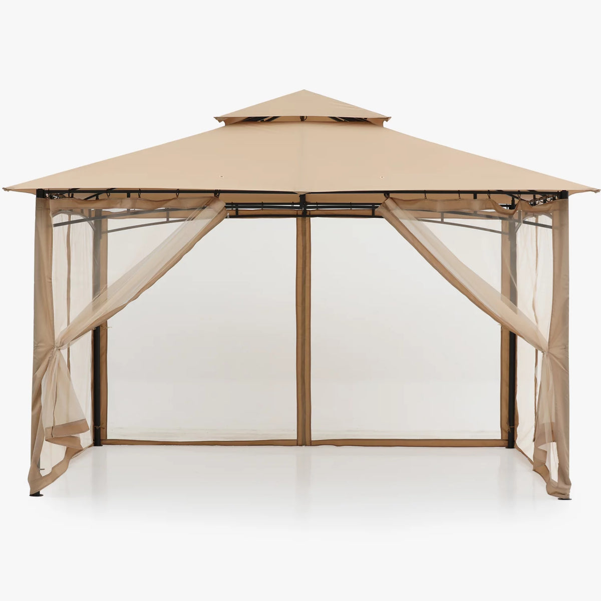 11'x11' Khaki Patio Gazebo with Mosquito Netting R82369
