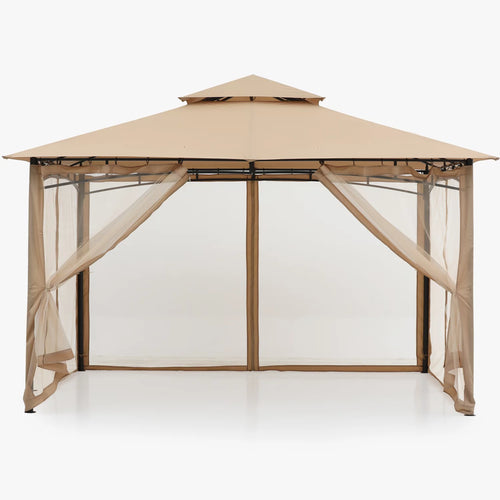 11'x11' Khaki Patio Gazebo with Mosquito Netting R82369