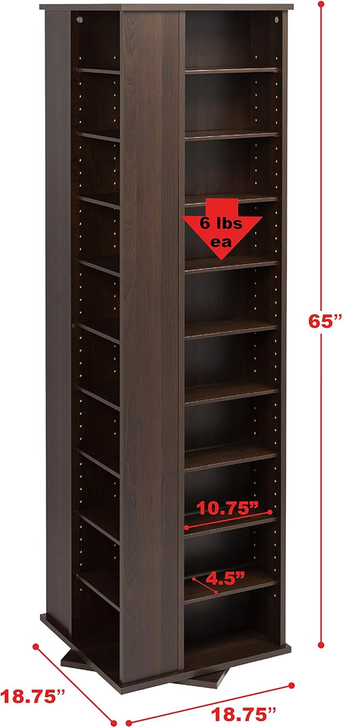 Espresso Four-Sided Spinning Tower Storage Cabinet S86228