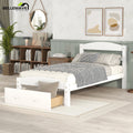 White Twin Solid Wood Bed Frame with Storage Drawer T304