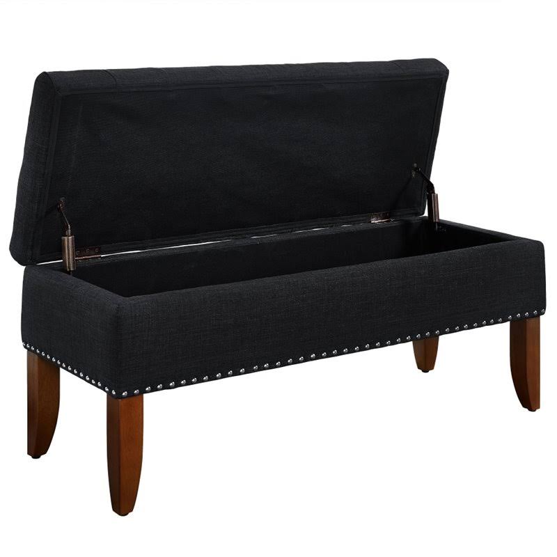 Tufted Storage Bench in Charcoal Black L1182