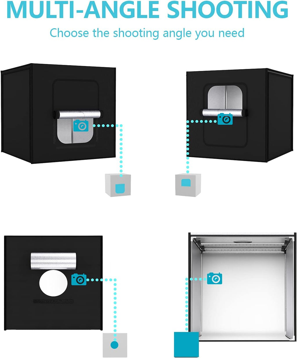 Bi-Color 2600K-8500K Dimmable Photo Light Box with 4 Color Backdrops V1995