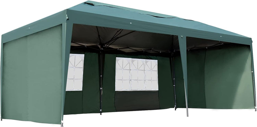 10' x 20' Pop Up Canopy Tent with 4 Removable Sidewalls and Carry Bag, White G969508
