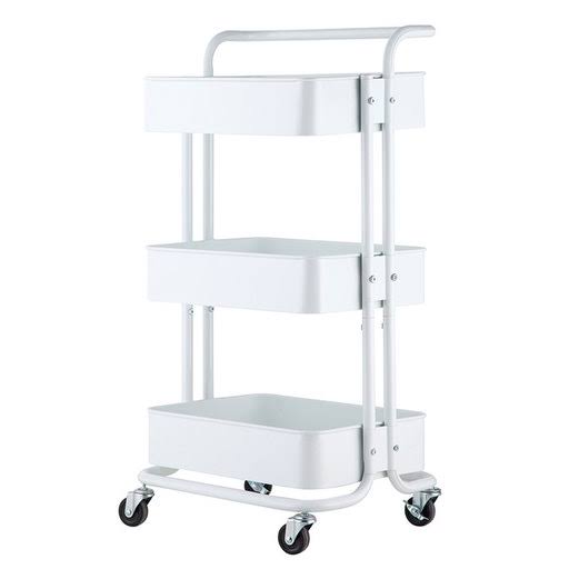 3-Tier White Kitchen Storage Utility Cart B4707