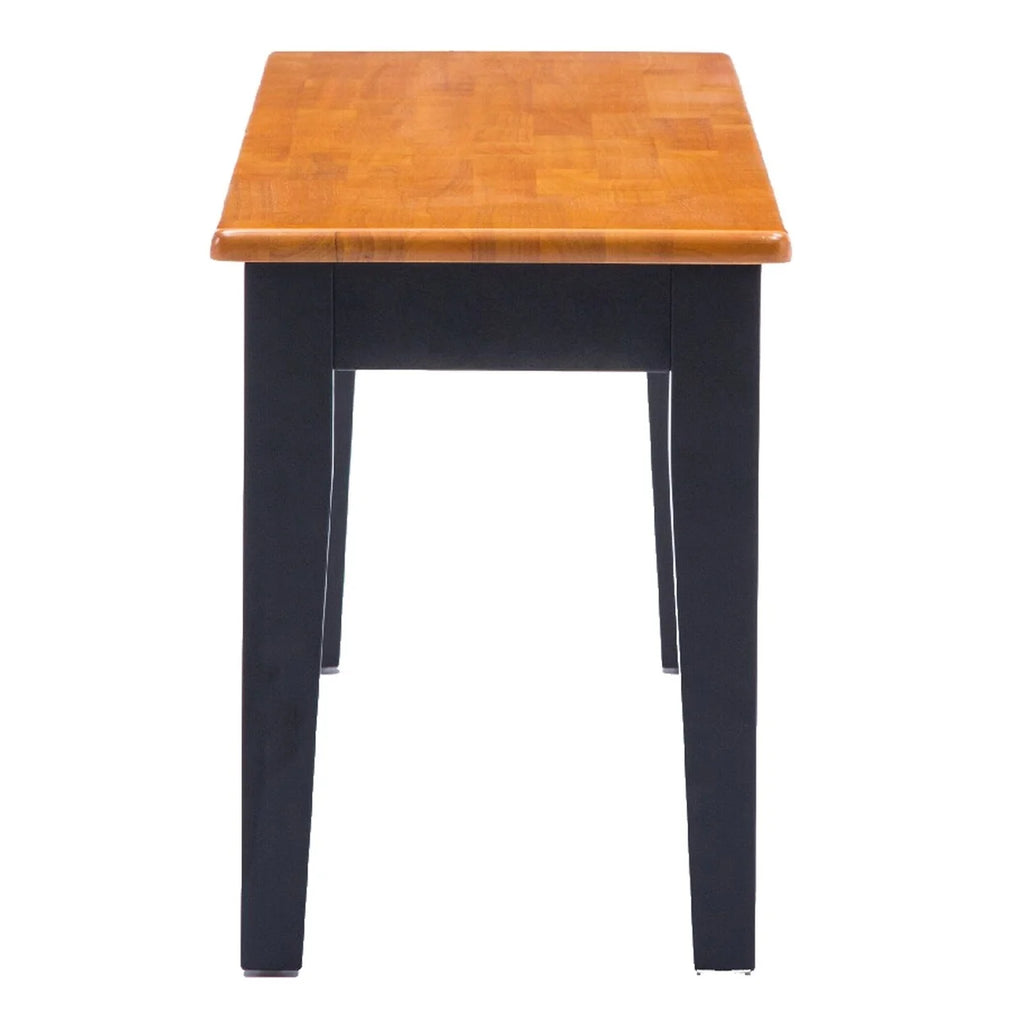 44 Inch Two Tone Dining Bench Tapered Legs Oak Jet Black Wood R341