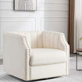 Swivel Barrel Chair Set of 2 Upholstered with Brass Rivets O8139