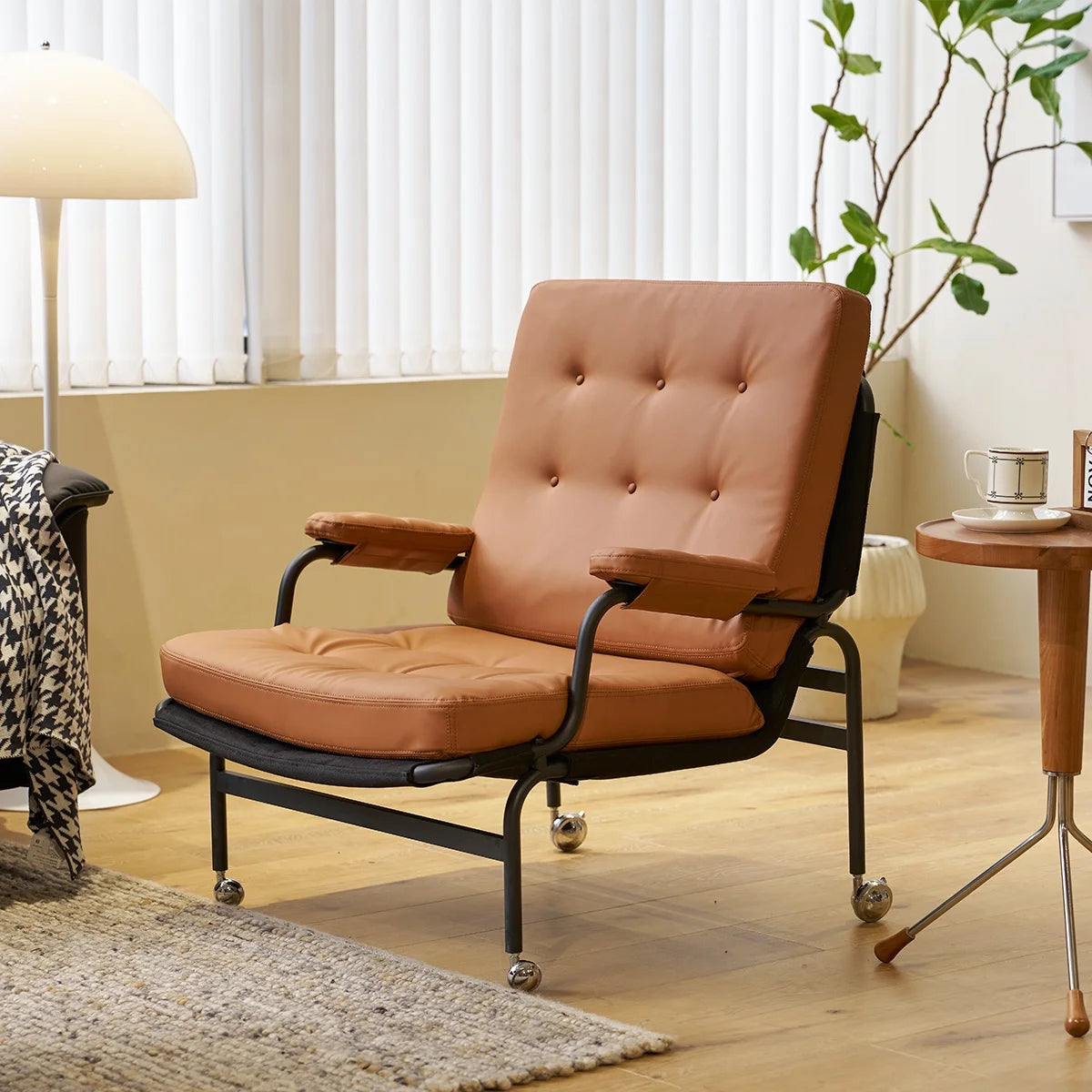 Bonded Leather High Back Accent Chair with Metal Legs U49724