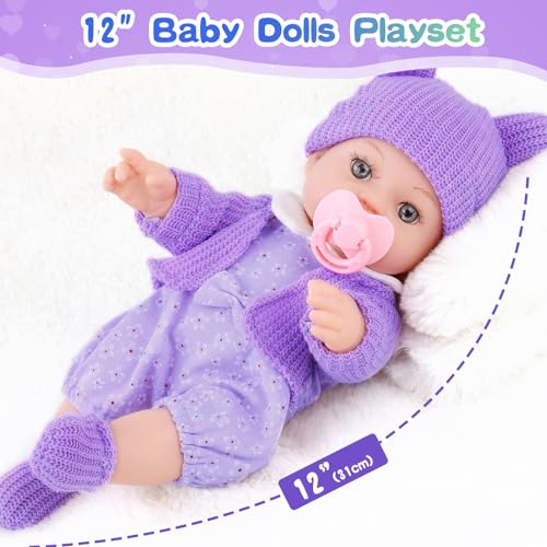 12 Inch Baby Doll Playset with Washable Dolls and Accessories I954177